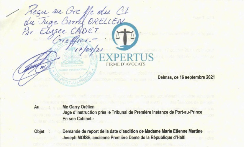 Assassinat de Jovenel Moïse : la veuve Martine Moïse sollicite le report de son audition