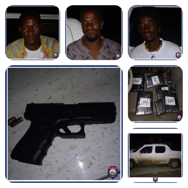 PNH-opération: 4 présumés trafiquants de drogue arrêtés, 7 kilos de substance blanche et un pistolet 9mm saisis
