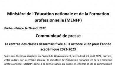 Haïti/Education: report de la rentrée des classes pour l'année académique 2022-2023