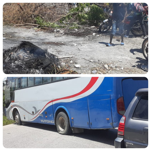 Haïti/Protestation : pneus enflammés et barricades  à Pont Sondé, contre la pénurie de carburant